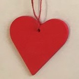 Sapin Hang - Heart in wood - red - 42 mm